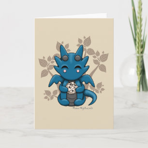 Kawaii Dice Dragon Blank Greeting Card