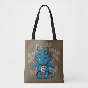 Kawaii Dice Dragon Canvas Tote Bag