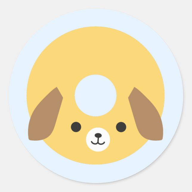 Kawaii Dog Doughnut Classic Round Sticker (Front)
