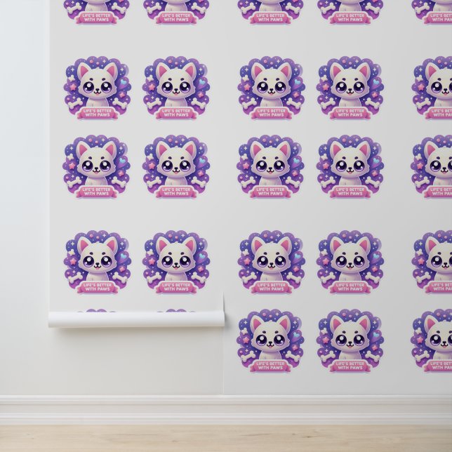 Kawaii Dog Life’s Better with Paws Cute Digital  Wallpaper (Application)