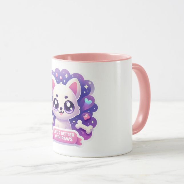 Kawaii Dog Mug Life’s Better with Paws Cute Puppy  (Front Right)