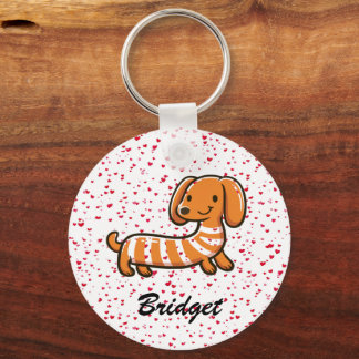 Kawaii Double Sided Personalized Dachshund Keychain