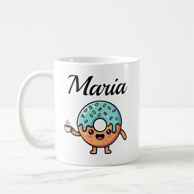  Kawaii Doughnut Coffee Lover Personalized Coffee  Mug (Left)