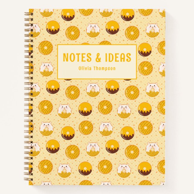 Kawaii Doughnut Pattern Personalized Spiral Notebo Notebook (Front)