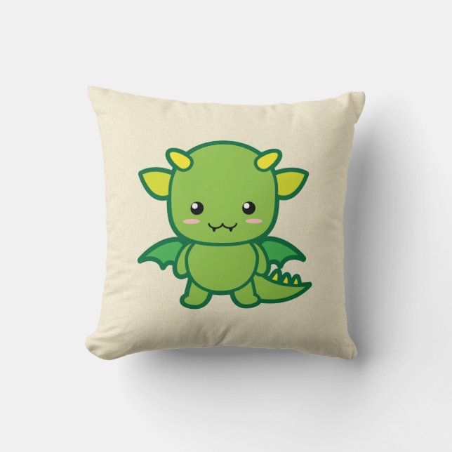 Kawaii Dragon Throw Pillow (Front)