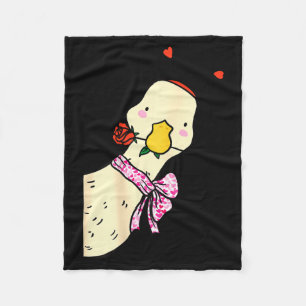 Kawaii Duck Rose Heart Bow Valentine Day Cute Anim Fleece Blanket