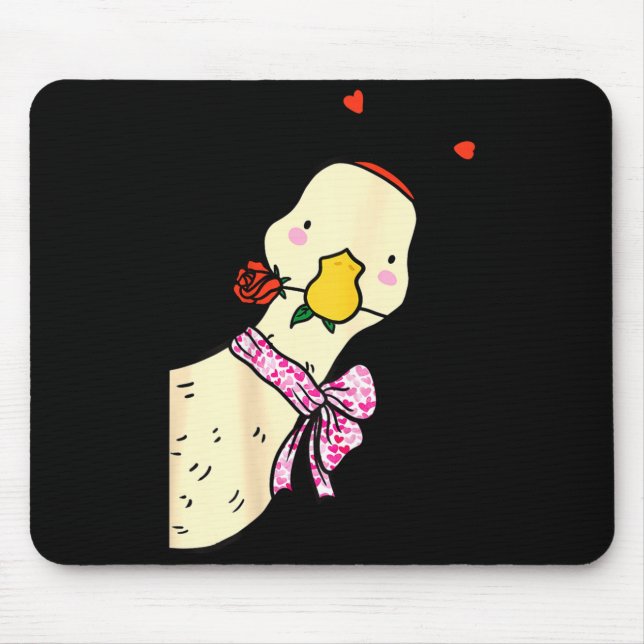 Kawaii Duck Rose Heart Bow Valentine Day Cute Anim Mouse Pad (Front)