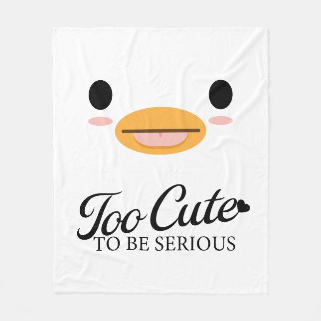 Kawaii Duck Tongue “Too cute to be serious.” Fleece Blanket (Front)