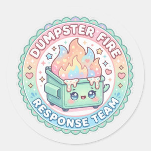 kawaii dumpster fire response team  classic round sticker