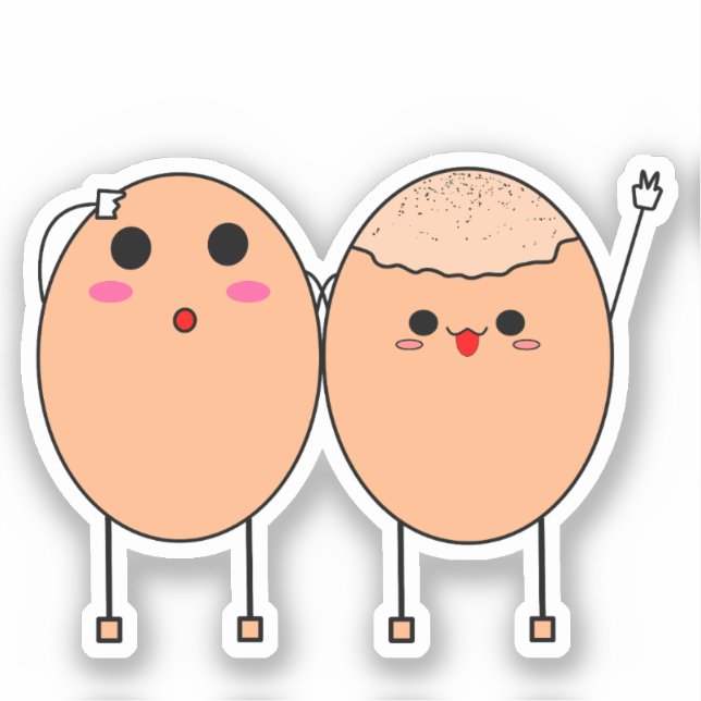 Kawaii Duo Chicken Egg Vinyl Sticker (Front)