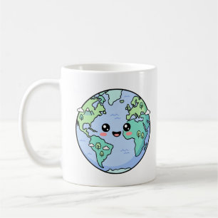 Kawaii Earth Globe Cute Teacher Appreciation Gift Coffee Mug