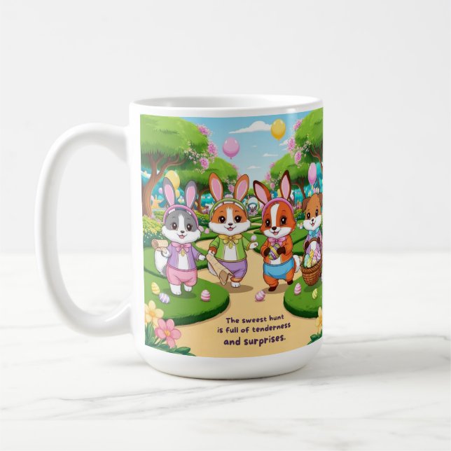 Kawaii Easter Adventure – Explorer Animals Coffee Mug (Left)