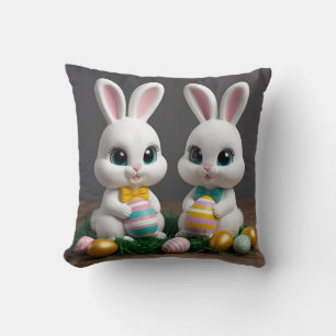 Kawaii Easter Bunny – Cute Big-Eyed Bunny Design Throw Pillow