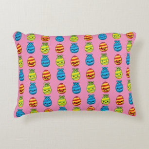Kawaii Easter Eggs with Ribbons Accent Pillow