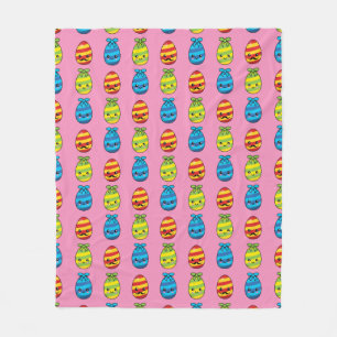 Kawaii Easter Eggs with Ribbons Fleece Blanket