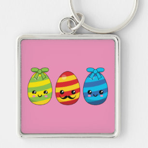 Kawaii Easter Eggs with Ribbons Keychain