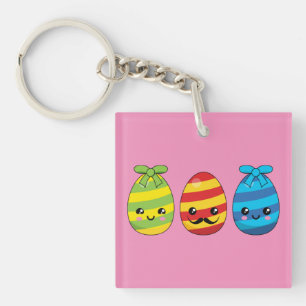 Kawaii Easter Eggs with Ribbons Keychain
