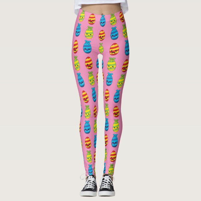 Kawaii Easter Eggs with Ribbons Leggings (Front)