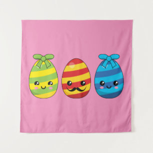 Kawaii Easter Eggs with Ribbons Tapestry