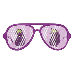 Kawaii eggplant aviator sunglasses