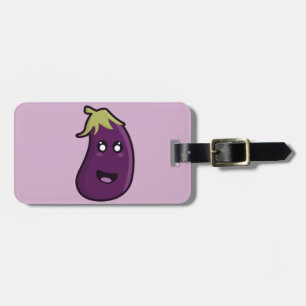 Kawaii eggplant luggage tag