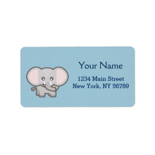 Kawaii elephant label