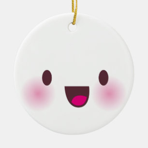 Kawaii face ceramic ornament