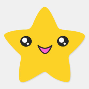 Kawaii Face Gold Star Sticker