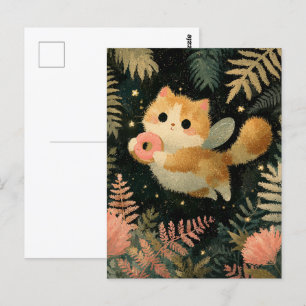Kawaii Fairy Cat with Donut Postcard