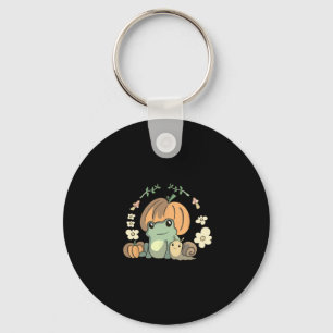 Kawaii Fall Cottagecore Aesthetic Frog With Pumpki Keychain