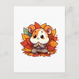 Kawaii fall hamster yoga enclosure card