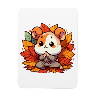 Kawaii fall hamster yoga magnet