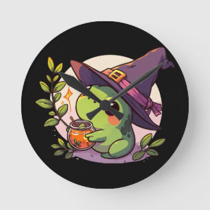 Kawaii fall hamster yoga round clock