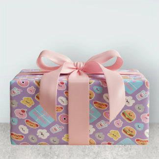 Kawaii Fast Food Cheese Pattern Frame Wrapping Paper