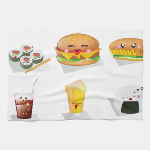 kawaii fast food kitchen towel