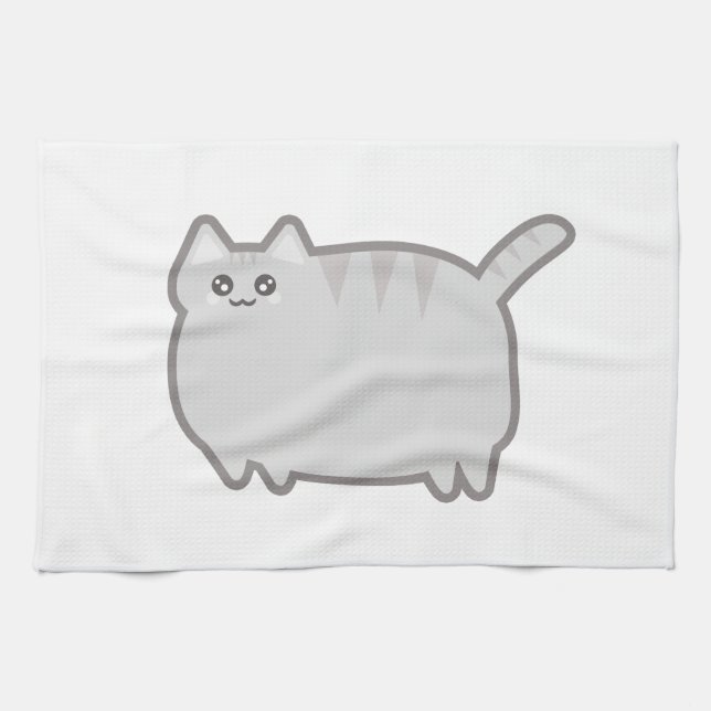 Kawaii Fat Cat Kitchen Towel (Horizontal)