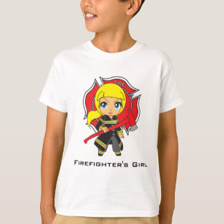 Kawaii Firefighter Girl - Customizable T-Shirt