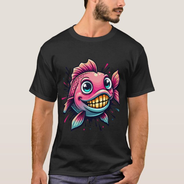 Kawaii Fish Splash Effect T-Shirt (Front)
