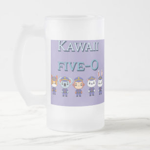 Kawaii Five 0 Cute Police Animals T-Shirt Frosted Glass Beer Mug