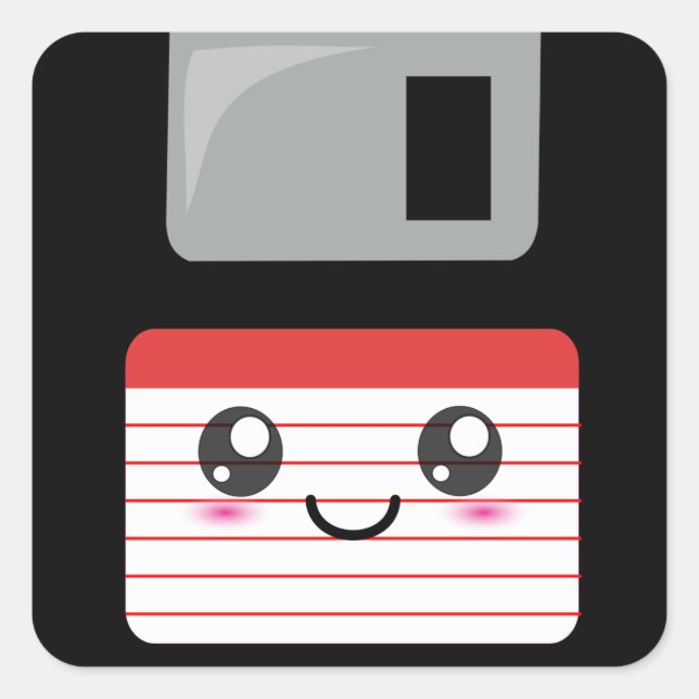 Kawaii Floppy Disc Square Sticker (Front)