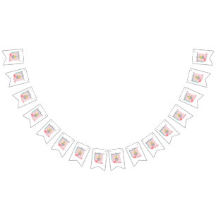 kawaii food- cute Cupcake, pink, turquoise Bunting Flags