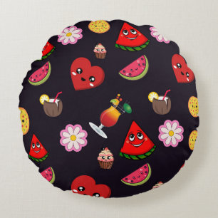 Kawaii food round pillow