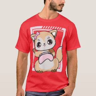 Kawaii Fox Plays Cute Game For Computer Player And T-Shirt