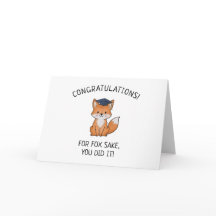 Kawaii Fox Pun New Grad Graduation Punny Greeting