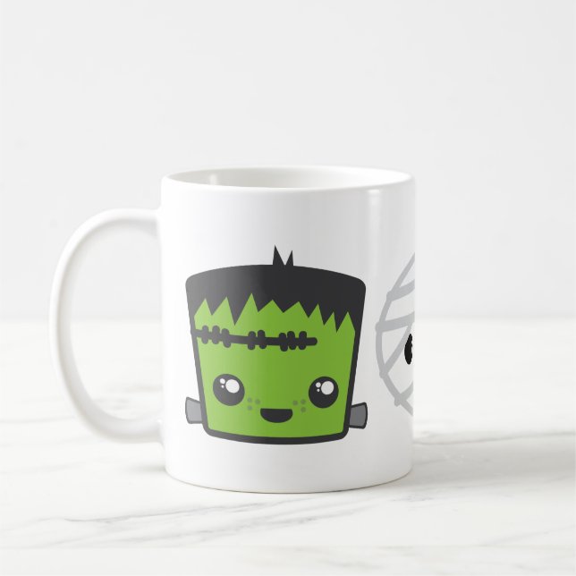 Kawaii Frankenstein Mummy Dracula Mug (Left)