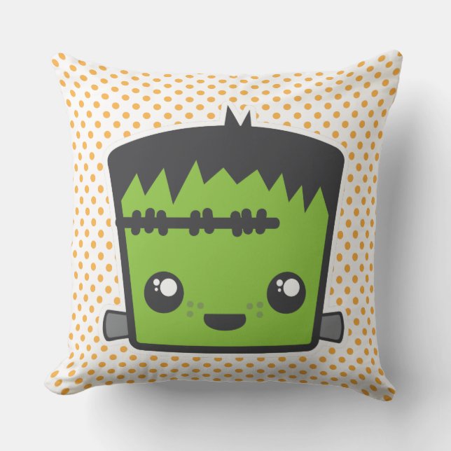 Kawaii Frankenstein Throw Pillow (Front)