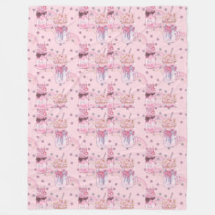 Kawaii Freakshake Pattern – Pastel Purple Fleece Blanket