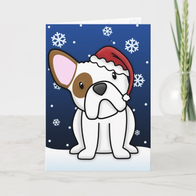 Kawaii French Bulldog Christmas Card (Front)