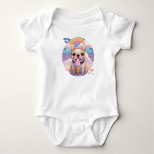 Kawaii French Bulldog Ice cream Rainbow Baby Bodysuit