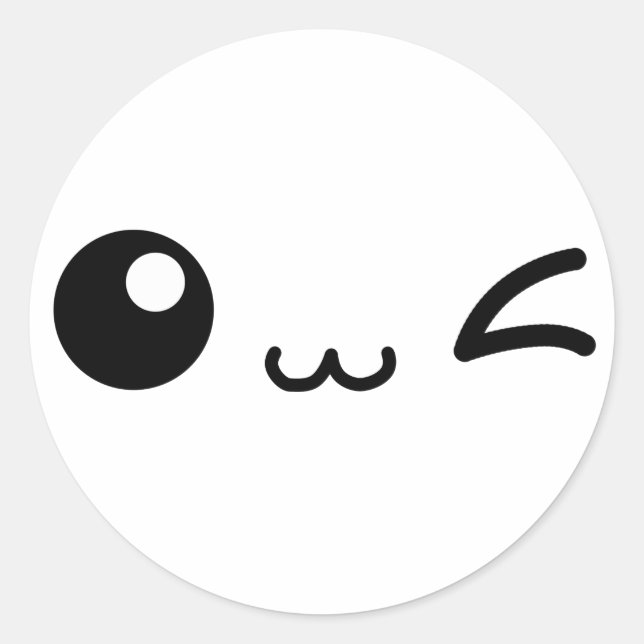 KAWAII FRIEND CUTE WINKY CLASSIC ROUND STICKER (Front)